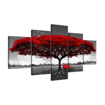 Beautiful Red Tree Scenery - 5 Piece Multi Panel Canvas Wall Art - Image 7