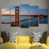 View Of The Golden Gate Bridge At Night - 5 Piece Multi Panel Canvas Wall Art - Image 3