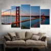 View Of The Golden Gate Bridge At Night - 5 Piece Multi Panel Canvas Wall Art - Image 2