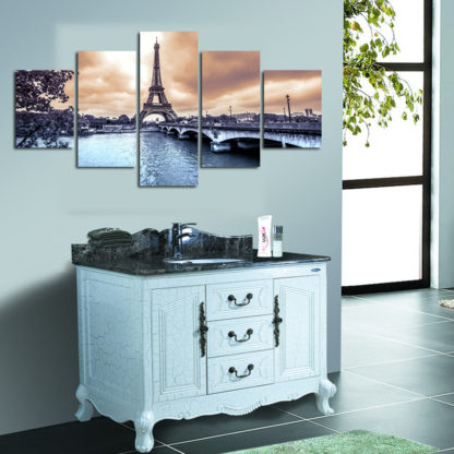 Paris Cityscape Eiffel Tower - 5 Piece Multi Panel Canvas Wall Art - Image 5