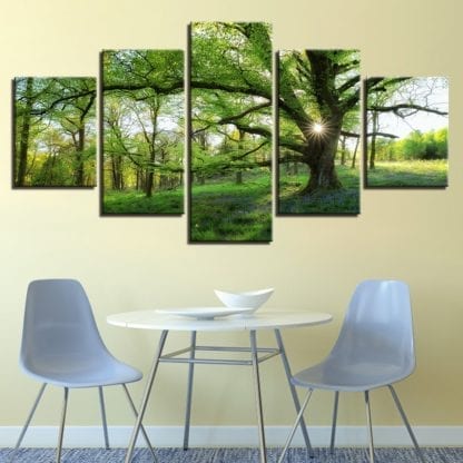 Forest Green Trees - 5 Piece Multi Panel Canvas Wall Art - Image 2