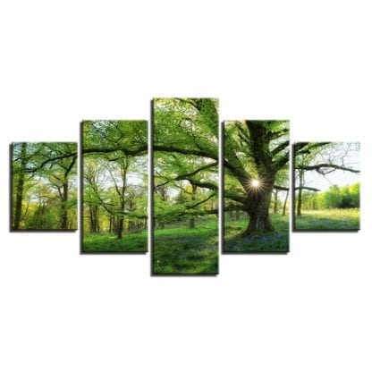 Forest Green Trees - 5 Piece Multi Panel Canvas Wall Art - Image 4