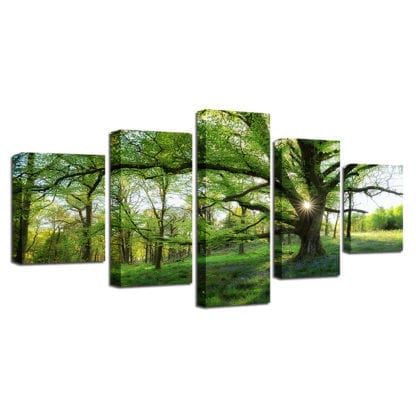 Forest Green Trees - 5 Piece Multi Panel Canvas Wall Art - Image 5