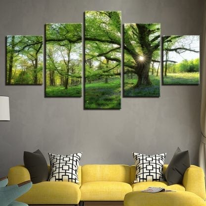 Forest Green Trees - 5 Piece Multi Panel Canvas Wall Art - Image 3